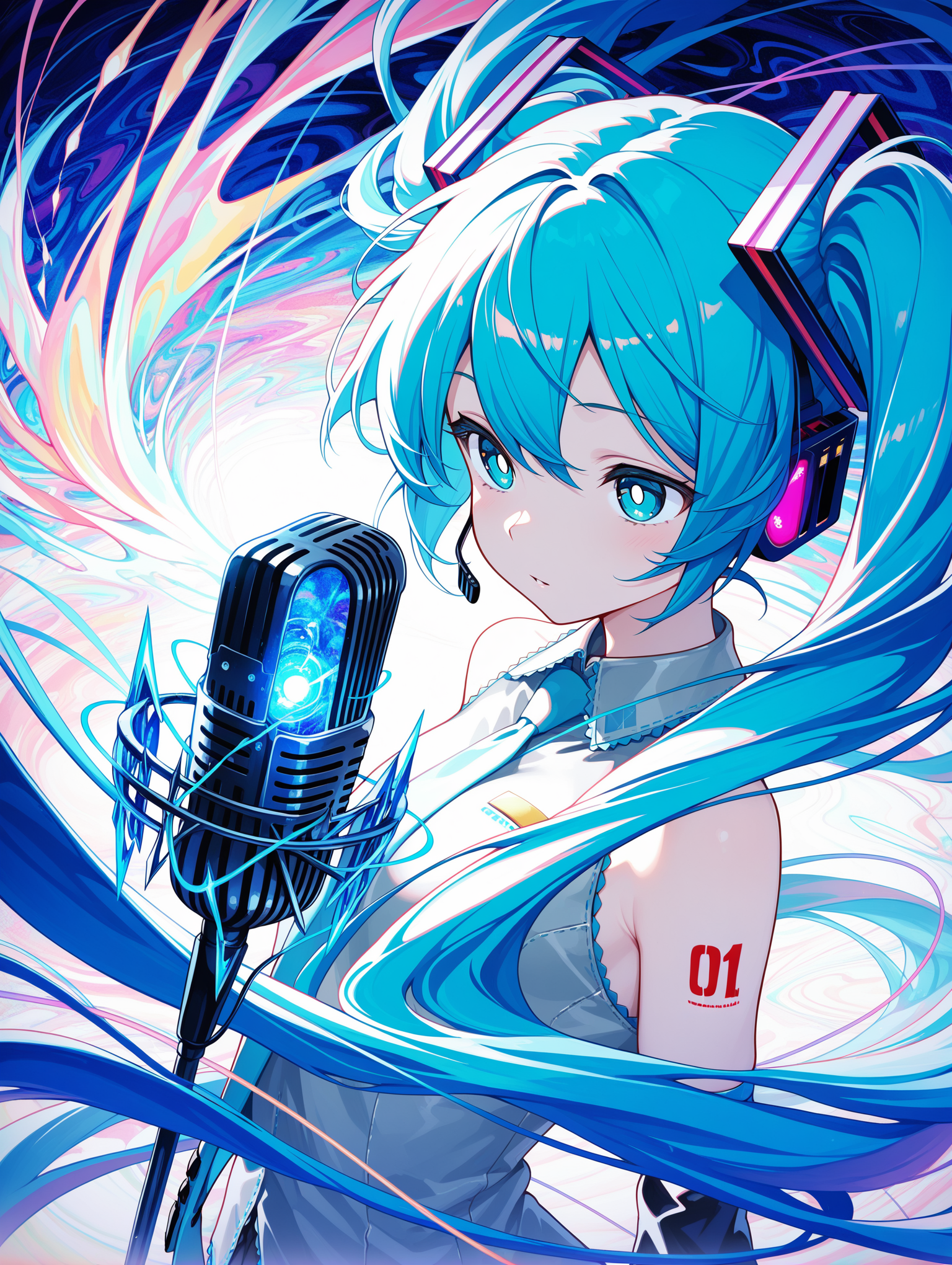 00123-3430906941-1girl, hatsune miku, white pupils, power elements, microphone, vibrant blue color palette, abstract,abstract background, dreamli.png
